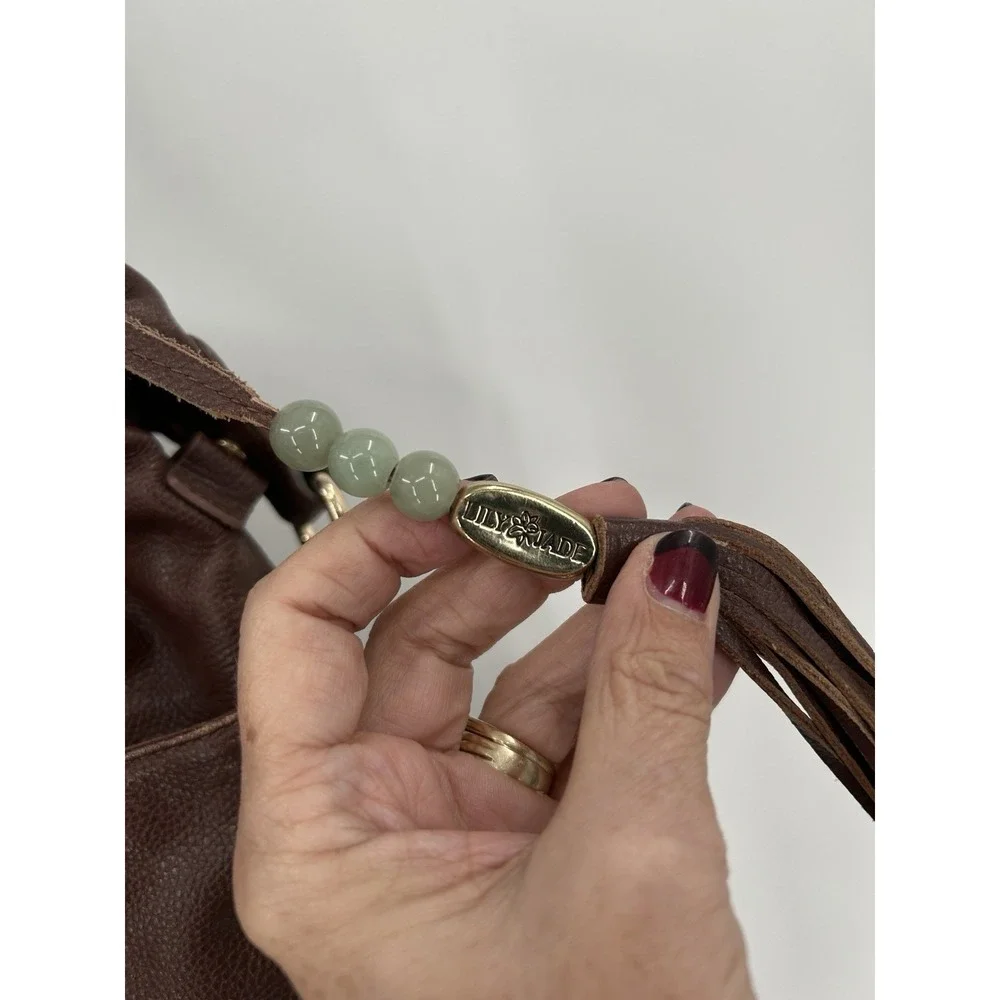 Lily Jade Shaylee Camel Leather Diaper Bag Convertible‎ Tote Backpack Insert Pad